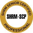 A circular seal with the words shrm senior certified professional.